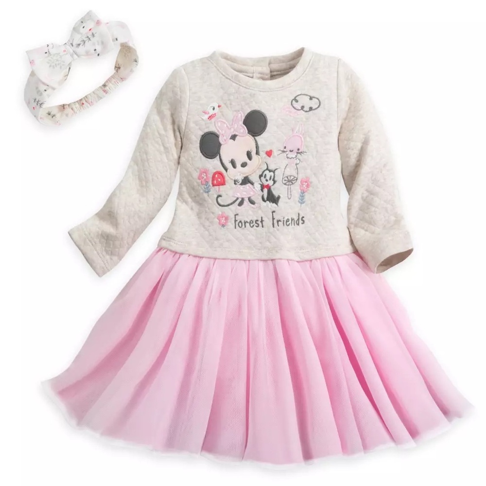 DISNEY Minnie Mouse Cute Baby Dress, Briefs and Headband Set.